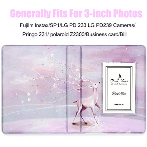 Fujifilm Instax Mini 7s 8 8+ 9 25 26 50s 70 90 즉석 카메라 및 이름 카드(핑크 폰, 64 포켓)용 BigTrend 64 포켓 미니 포토 앨범