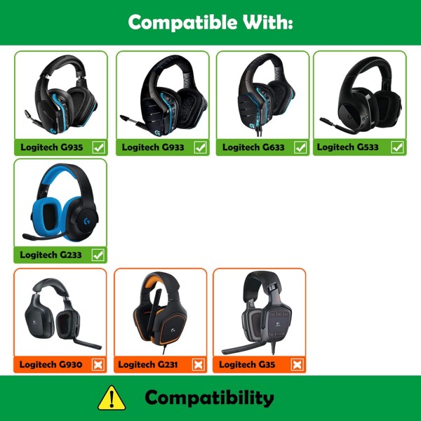 부드러운 단백질 가죽/메모리 폼이 있는 Logitech G935 G933 G633 G533 G233 무선 게임용 헤드셋 이어 패드와 호환되는 전문 교체용 이어 패드