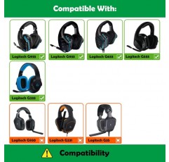 부드러운 단백질 가죽/메모리 폼이 있는 Logitech G935 G933 G633 G533 G233 무선 게임용 헤드셋 이어 패드와 호환되는 전문 교체용 이어 패드