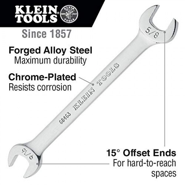 Klein Tools 68464 오픈 엔드 렌치 11/16인치 및 3/4인치 엔드