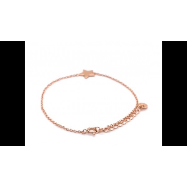 Glanzstücke München 스타 펜던트가 있는 여성용 팔찌 스털링 실버 925 로즈 골드 도금 스타 팔찌, 로즈 골드 컬러, 실버, 스톤 없음