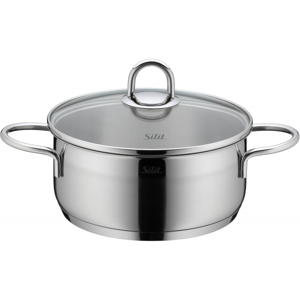 Silit Diamant 냄비 세트, 9개, 유리 뚜껑 포함, 서빙 팬, 주방용품, 그라인더, 유광 스테인리스 스틸, 코팅되지 않은 냄비 세트