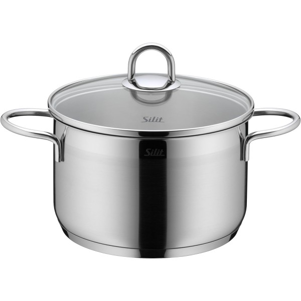 Silit Diamant 냄비 세트, 9개, 유리 뚜껑 포함, 서빙 팬, 주방용품, 그라인더, 유광 스테인리스 스틸, 코팅되지 않은 냄비 세트
