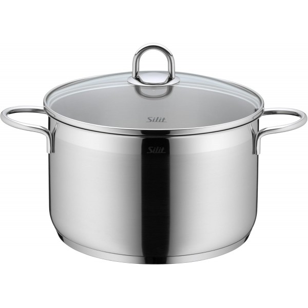 Silit Diamant 냄비 세트, 9개, 유리 뚜껑 포함, 서빙 팬, 주방용품, 그라인더, 유광 스테인리스 스틸, 코팅되지 않은 냄비 세트