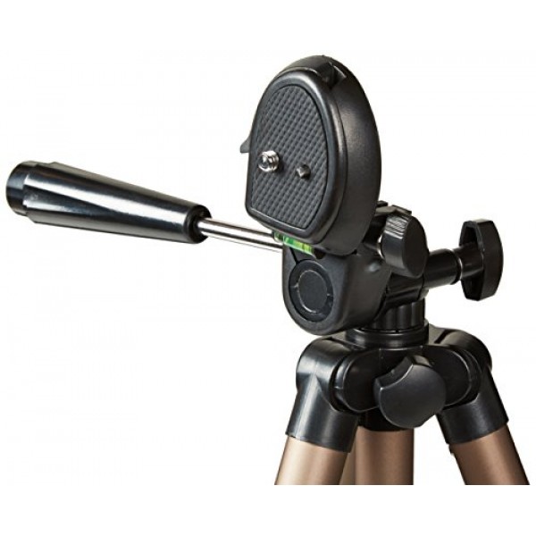 Amazon Basics 50인치 경량 카메라 마운트 삼각대 스탠드(가방 포함), 블랙/브라운