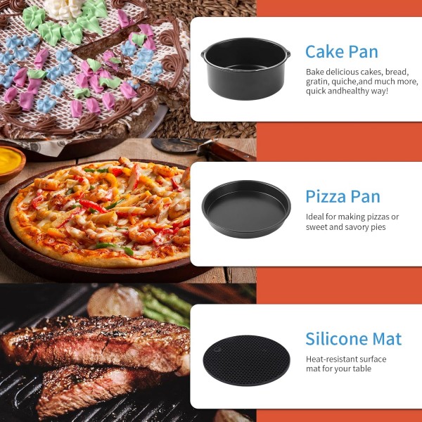 Cosori Ninja Salter Tefal 4.2L-5.5L, Philips 6.2L-7L, 타워 5L-5.7L, 달걀 모양, 꼬치 랙 등에 적합한 ZENMAG 8 13피스 에어 프라이어 액세서리 세트