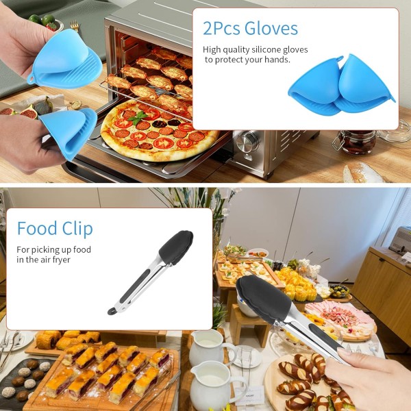 Cosori Ninja Salter Tefal 4.2L-5.5L, Philips 6.2L-7L, 타워 5L-5.7L, 달걀 모양, 꼬치 랙 등에 적합한 ZENMAG 8 13피스 에어 프라이어 액세서리 세트