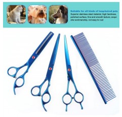 Aussel Pet Curved Scissor Set- 몸단장에 적합, 내구성이 뛰어난 스테인리스 스틸, 파우치 제공, 편안하고 기능적이며 매우 인체공학적