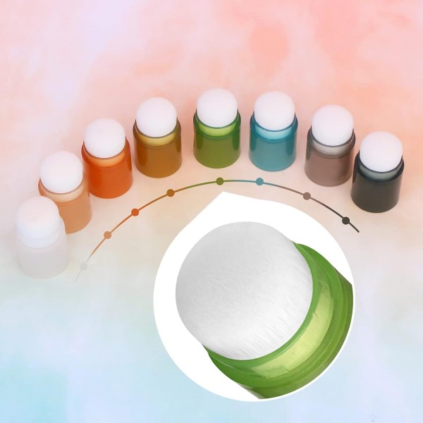 Yoseng 16 Pcs 카드 만들기 블렌딩 브러쉬 카드 만들기 핑거 블렌딩 브러쉬 Daubers with Storage Box 컬러 코드 핸들 잉크 블렌딩 도구 브러시 헤드 직경 2cm 0.77inch(브러시 헤드 