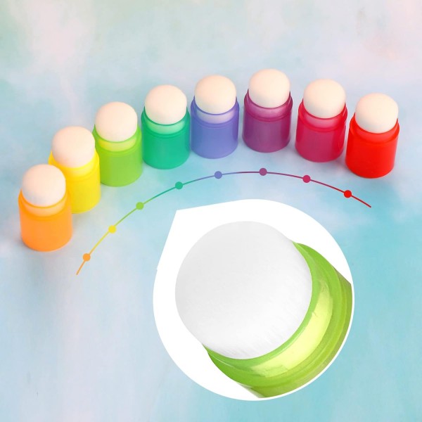 Yoseng 16 Pcs 카드 만들기 블렌딩 브러쉬 카드 만들기 핑거 블렌딩 브러쉬 Daubers with Storage Box 컬러 코드 핸들 잉크 블렌딩 도구 브러시 헤드 직경 2cm 0.77inch(브러시 헤드 