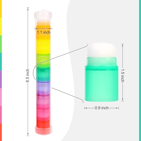 Yoseng 16 Pcs 카드 만들기 블렌딩 브러쉬 카드 만들기 핑거 블렌딩 브러쉬 Daubers with Storage Box 컬러 코드 핸들 잉크 블렌딩 도구 브러시 헤드 직경 2cm 0.77inch(브러시 헤드 