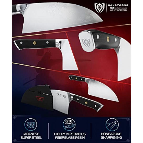 달스트롱 세르비아 셰프 나이프 - 8인치 - 고기 식칼 - 쇼군 시리즈 ELITE - 일본 AUS-10V 슈퍼 스틸 주방 나이프 - G10 손잡이 - 면도칼 샤프 셰프 나이프 - 칼집 포함