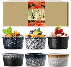 Artcome 5oz 6Pcs 세라믹 라메킨 세트 - 푸딩, 크림 브륄레, 라바 케이크, 커스터드 컵, 수플레, 도자기 디핑 소스 그릇, 일본식 푸딩 컵, 식기 세척기 전자레인지 및 오븐용