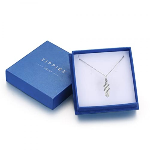 ZIPPICE 블랙 크리스탈 뱀 목걸이 925 스털링 실버 남성 펜던트 고딕 보석 뱀 산화 조각 질감 고딕 보석 남성 여성, 백금 크리스탈