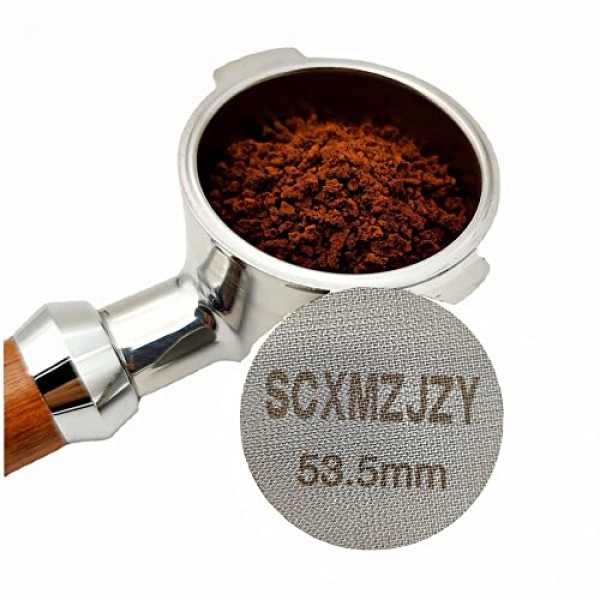 에스프레소 퍽 스크린 54mm 브레빌 커피 포터필터 퍽 스크린/에스프레소 포터필터 하부 샤워 스크린/재사용 가능한 접촉 스크린 1.7mm 두께 150μm 316 스테인레스 스틸(53.5