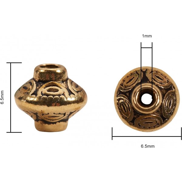 Airssory 120pcs 4 색 티벳 스타일 스페이서 Bicone 비즈 비드 귀걸이 목걸이 팔찌 쥬얼리 만들기 DIY 액세서리-6.5mm 합금 비즈 Bicone_4 Colors