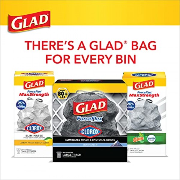 Clorox 쓰레기 봉투가 포함된 Glad ForceFlex, 신선한 레몬 표백제 향, 30 Gal, 50 Ct, 팩은 다를 수 있음
