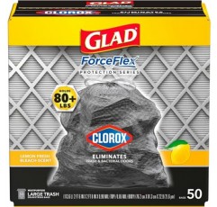 Clorox 쓰레기 봉투가 포함된 Glad ForceFlex, 신선한 레몬 표백제 향, 30 Gal, 50 Ct, 팩은 다를 수 있음