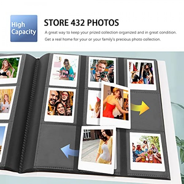 Fujifilm Instax Mini 11 12 evo 90 70 9 8+ 8 LiPlay 인스턴트 카메라/폴라로이드 스냅 SnapTouch PIC-300 Z2300 인스턴트 카메라(흰색)용 432 포켓 미니 사진 앨범