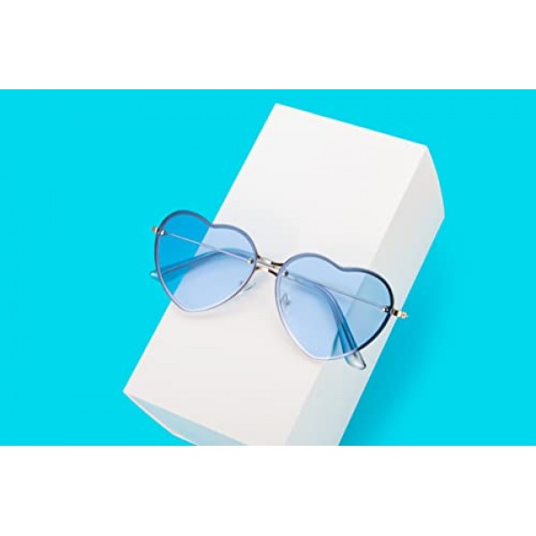 PARTY GO 하트 모양 선글라스 여성 패션 무테 선글라스 UV400 파티 안경