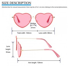 PARTY GO 하트 모양 선글라스 여성 패션 무테 선글라스 UV400 파티 안경