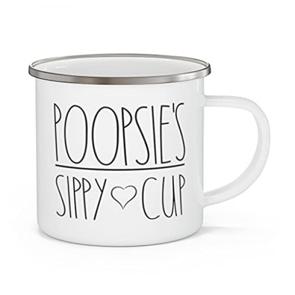 Poopsie's Sippy Cup 캠프파이어 커피 머그잔, 머그잔 선물 크리스마스, 생일 선물, Poopsie 캠핑 커피머그, 생일 크리스마스 야외 Poopsie를 위한 금속 에나멜 캠프파이어 컵 선