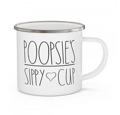 Poopsie's Sippy Cup 캠프파이어 커피 머그잔, 머그잔 선물 크리스마스, 생일 선물, Poopsie 캠핑 커피머그, 생일 크리스마스 야외 Poopsie를 위한 금속 에나멜 캠프파이어 컵 선