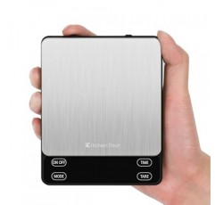 KitchenTour 나노 커피 스케일(타이머 3kg/0.1g, 에스프레소 머신 및 푸어 오버용 3가지 모드), 백라이트 LCD 디스플레이가 있는 고정밀 푸어 오버 드립 에스프레소 스케일