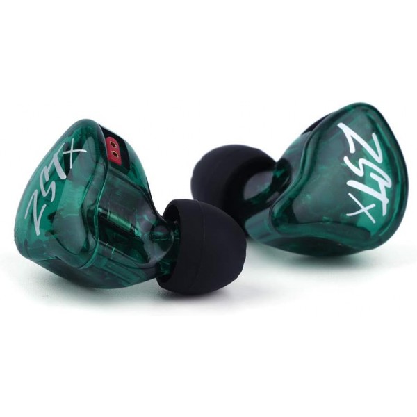 Linsoul KZ ZST X 1BA + 1DD 하이브리드 듀얼 드라이버 HiFi 인이어 이어폰, 은도금 분리형 2핀 케이블, 음악가용 Audiophile(마이크, 그린 포함), 마이크 그린 포함