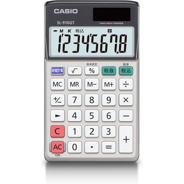Casio sl-910gt 포켓 계산기 기본 8자리 계산기 – 포켓 계산기 기본 계산기, 그레이, 블랙, 1 라인, 태양열/배터리, 블랙/그레이)