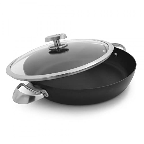 SCANPAN Pro IQ 4.25qt 셰프 팬(뚜껑 포함) - 사용하기 쉬운 붙지 않는 조리기구 - 식기 세척기, 금속 기구 및 오븐 안전 - 덴마크에서 수작업으로 제작