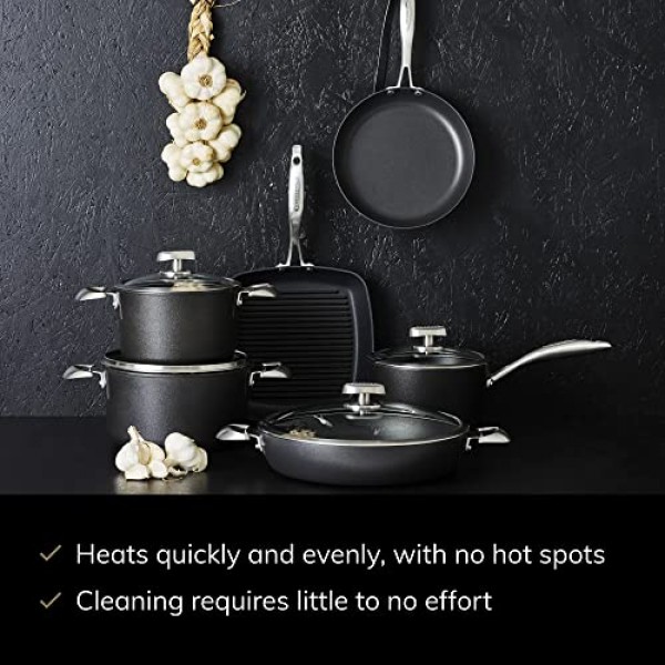 SCANPAN Pro IQ 4.25qt 셰프 팬(뚜껑 포함) - 사용하기 쉬운 붙지 않는 조리기구 - 식기 세척기, 금속 기구 및 오븐 안전 - 덴마크에서 수작업으로 제작