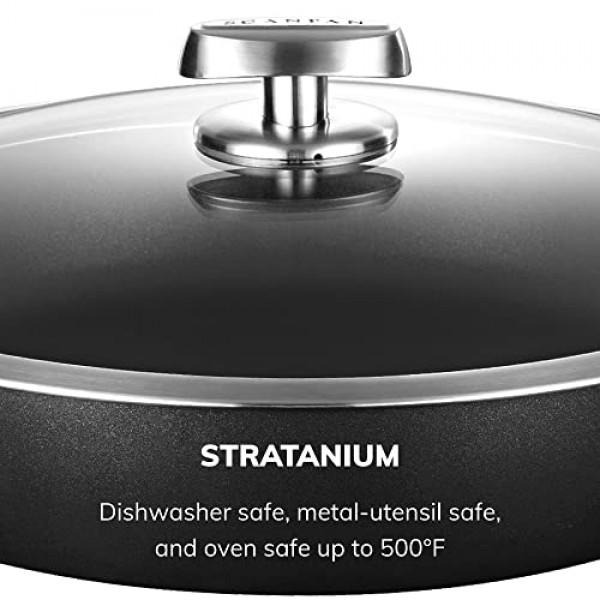 SCANPAN Pro IQ 4.25qt 셰프 팬(뚜껑 포함) - 사용하기 쉬운 붙지 않는 조리기구 - 식기 세척기, 금속 기구 및 오븐 안전 - 덴마크에서 수작업으로 제작