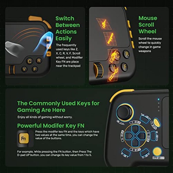 IFYOO GTP01 유선 USB 게임용 터치패드(키보드 및 마우스 기능 포함), Xbox Series X|S, Xbox One, PS5, PS4, PC Steam Windows 11 10, Mac OS와 호환되는 트랙패드 게임 컨트롤러 - 검정색 및 