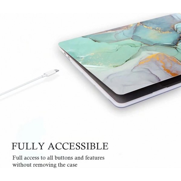 MacBook Pro 16 케이스와 호환되는 Fancity 케이스 2023 2022 2021 모델 A2780 A2485(M2 M1 Pro/Max 포함), MacBook Pro 16(Touch ID 포함)용 부드러운 하드 플라스틱 케이스, Marble Green Pro 16 A2780