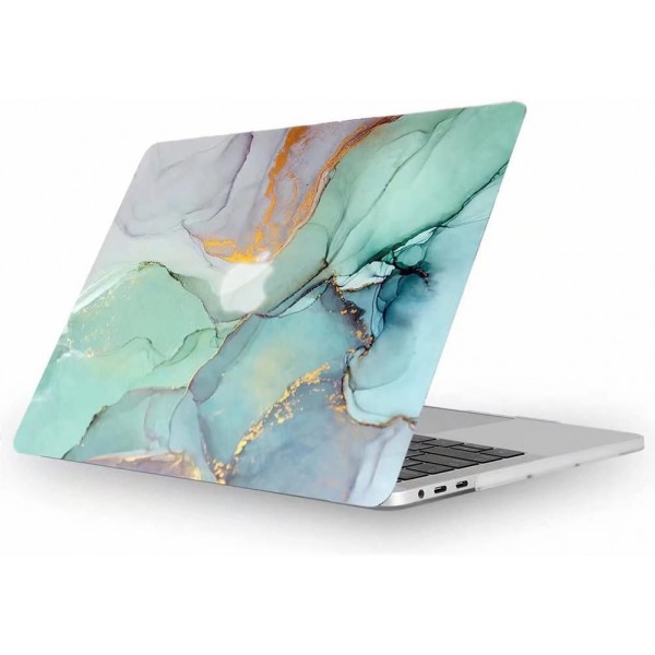 MacBook Pro 16 케이스와 호환되는 Fancity 케이스 2023 2022 2021 모델 A2780 A2485(M2 M1 Pro/Max 포함), MacBook Pro 16(Touch ID 포함)용 부드러운 하드 플라스틱 케이스, Marble Green Pro 16 A2780