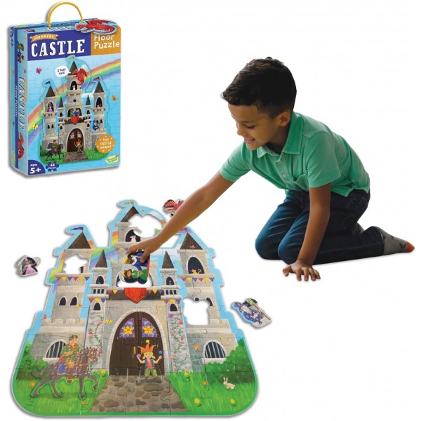 Peaceable Kingdom Shimmery Castle 바닥 퍼즐 – 5세 이상의 어린이를 위한 거대한 바닥 퍼즐 – 재미있는 모양의 퍼즐 조각 – 교실에 적합