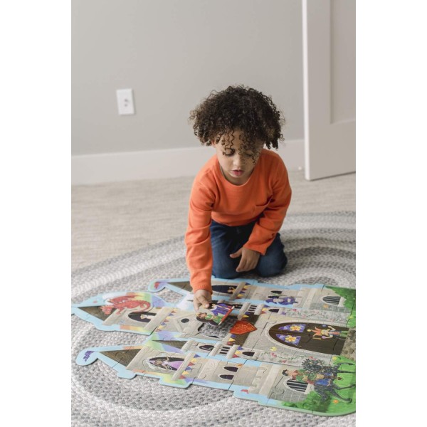 Peaceable Kingdom Shimmery Castle 바닥 퍼즐 – 5세 이상의 어린이를 위한 거대한 바닥 퍼즐 – 재미있는 모양의 퍼즐 조각 – 교실에 적합