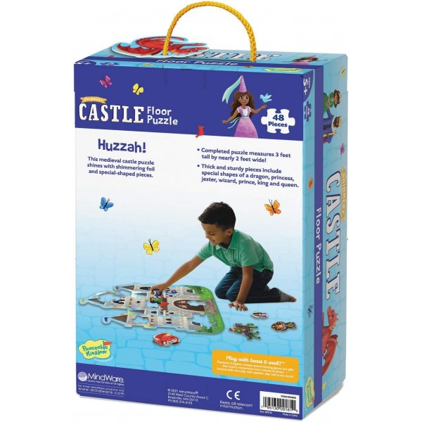 Peaceable Kingdom Shimmery Castle 바닥 퍼즐 – 5세 이상의 어린이를 위한 거대한 바닥 퍼즐 – 재미있는 모양의 퍼즐 조각 – 교실에 적합