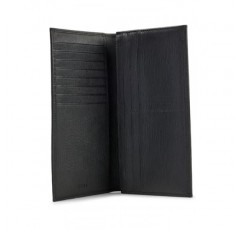 Boss Men's Gallery로고 아플리케가 있는 엠보싱 가죽 소재의 지갑 장방형 지갑 블랙, 블랙 1