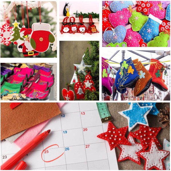 Jtnohx 소프트 크래프트 펠트 패브릭 시트 번들, 40x100cm 봉제용 다채로운 펠트 크래프트 펠트 패브릭, 파티 페스티벌 시리즈 장식용 펠트 러너(레드/옐로우/그린/그레이/