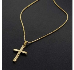 Trendor 08512 크로스 펜던트 골드 333/8K 22mm, 금도금 실버 체인 여성용 및 남성용 목걸이 포함