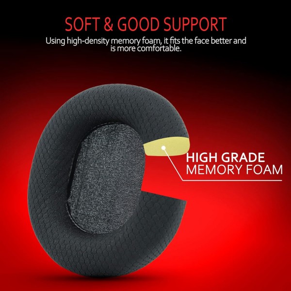 Krone Kalpasmos Arctis 7 이어 패드 SteelSeries Arctis 1 Pro 3 5 7 7+ 7p 7X 9 프라임 용 통기성 패브릭 교체 이어 패드 모든 모델 무선 헤드셋 블랙