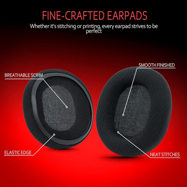 Krone Kalpasmos Arctis 7 이어 패드 SteelSeries Arctis 1 Pro 3 5 7 7+ 7p 7X 9 프라임 용 통기성 패브릭 교체 이어 패드 모든 모델 무선 헤드셋 블랙