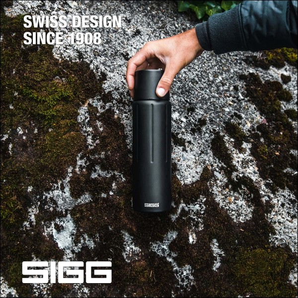 SIGG - 단열 음료수 병 - 보온병 젬스톤 IBT - 컵 포함 - 누출 방지 - 깃털처럼 가벼운 - BPA 프리 - 18/8 스테인리스 스틸 - 0.5L / 0.75L / 1.1L Obsidian 1.1 L