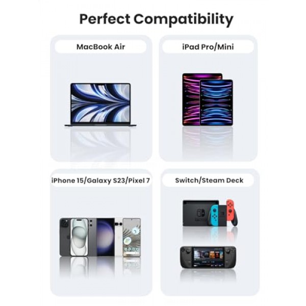 UGREEN 60W 3팩 USB C-USB C 케이블, Type C 고속 충전 케이블, iPhone 15/15 Plus/15 Pro, MacBook Pro 2022, Samsung Galaxy S24/S23/Z Fold/Z Flip, Google Pixel 7, Switch와 호환 가능 6.6FT