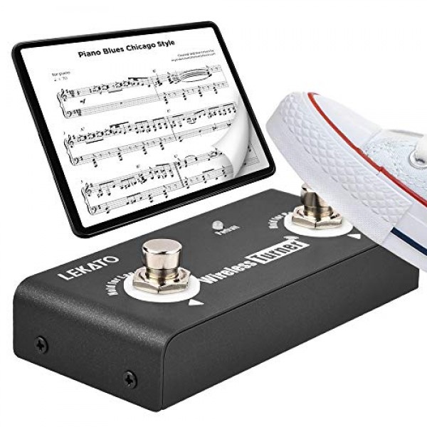 LEKATO 무선 페이지 터너, 태블릿용 블루투스 무선 페이지 터너 페달 휴대폰 풋 페달(버전 13.4 이상의 Android 및 IOS 시스템 지원) - LEKATO 루퍼 페달 튜너 전환용 외부 페달