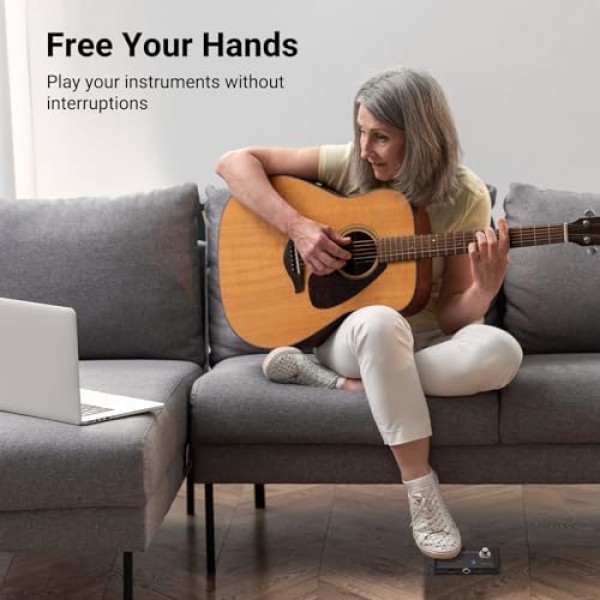 LEKATO 무선 페이지 터너, 태블릿용 블루투스 무선 페이지 터너 페달 휴대폰 풋 페달(버전 13.4 이상의 Android 및 IOS 시스템 지원) - LEKATO 루퍼 페달 튜너 전환용 외부 페달