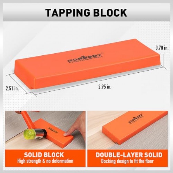 HORUSDY 50피스 라미네이트 바닥재 도구 | 44개의 스페이서가 포함된 라미네이트 목재 바닥재 설치 키트 | 유리 섬유 손잡이 망치 | 헤비듀티 풀 바 및 태핑 블록