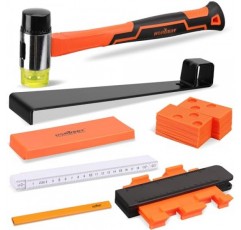 HORUSDY 50피스 라미네이트 바닥재 도구 | 44개의 스페이서가 포함된 라미네이트 목재 바닥재 설치 키트 | 유리 섬유 손잡이 망치 | 헤비듀티 풀 바 및 태핑 블록